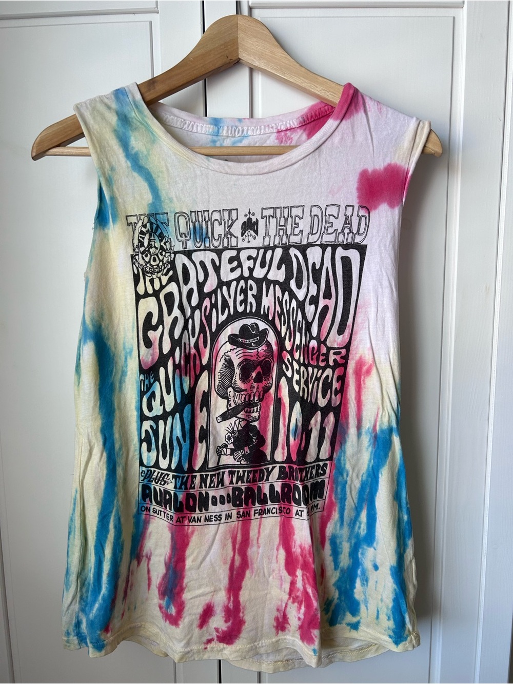Chaser Tie-Dye Graphic Muscle Tee - Pink, Blue, Yellow